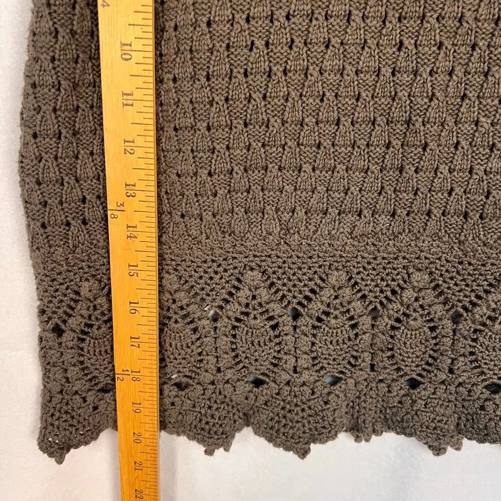 Athleta Brown Crochet Knit A-Line Skirt Scalloped Hem M Medium EUC